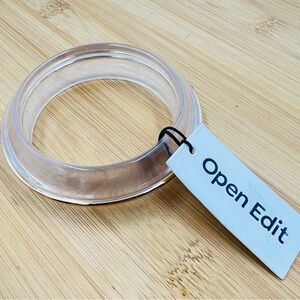 Open Edit Clear Resin Bangle Bracelet Gold Tone Trim Avant Garde